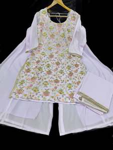 Pastel Lavender color georgette based all multicoloured floral embroidery & sequ&hellip;