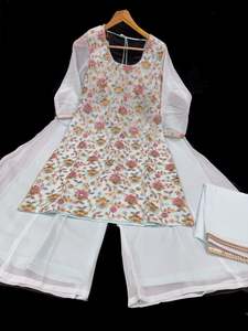 Pastel Baby Blue color georgette based all multicoloured floral embroidery & seq&hellip;