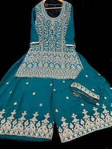 Teal color georgette based all over stones with Mirror work & embroidery work ka&hellip;