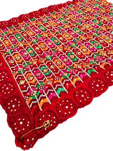 Phulkari Dupatta: Pure chiffon based very Heavy work Phulkari dupatta all over stone work and mirror