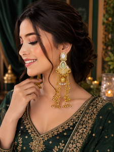 Royal Kashmiri earrings crafted with delicate patterns and cascading jhumki char&hellip;