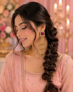 Jewellery: Hot Pink color Elegant Kashmiri earrings featuring gemstone studs with delicate ghungroo detailing for a graceful look ✨(slight variation in color and design is possible )