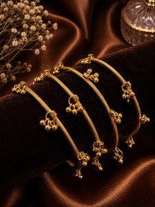 Bronze Gold color Kashmiri Style Ghungroo Bangles  (price per set ( 4 bangles in&hellip;