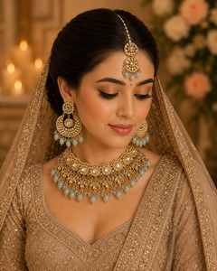 Beautiful Kundan necklace set with elegant pearl detailing and intricate Meenaka&hellip;