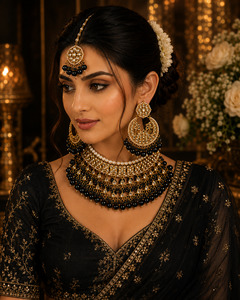 Beautiful Kundan necklace set with elegant pearl detailing and intricate Meenaka&hellip;