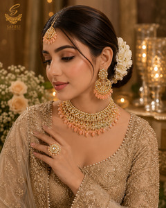 Beautiful Kundan necklace set with elegant pearl detailing and intricate Meenaka&hellip;