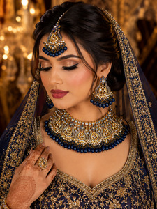 Dark Blue  colour Beautiful meenakari work with Kundan Stones necklace set(sligh&hellip;