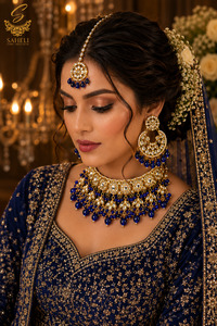 Beautiful Kundan necklace set with elegant pearl detailing and intricate Meenaka&hellip;