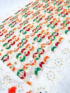 Pure chiffon based Heavy work Phulkari dupatta all over stone work and mirror