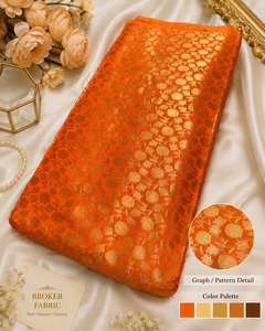 Orange brocade silk Fabric (price per meter) perfect for stitching blouses /skir&hellip;
