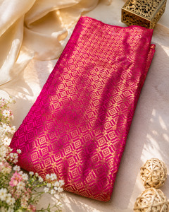 Hot pink brocade silk Fabric (price per meter) perfect for stitching blouses /sk&hellip;