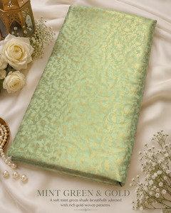 Mint green brocade silk Fabric (price per meter) perfect for stitching blouses /&hellip;
