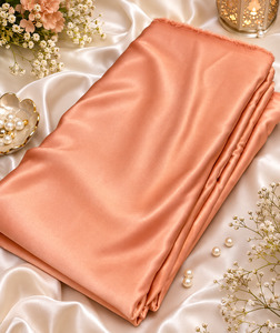 Peach Coral colour Satin beautiful soft fabric(Per meter) 112cm width (slight va&hellip;