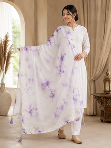 Soft and elegant organza dupatta featuring a beautiful lavender tie-dye print, s&hellip;