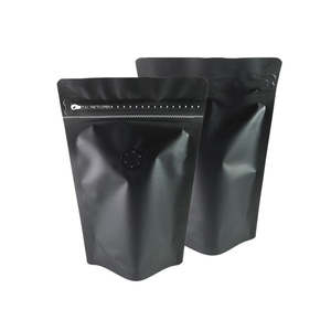 Coffee Pouch Bags Copy: Matt Black Coffee Valve Stand up Zipper Pouch Bags With Pull Tab - Matt Black Aluminium