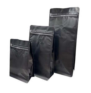 Flat Bottom Coffee Valve 8 Side Seal Zipper Pouch Bags With Pull Tab Black - Mat&hellip;