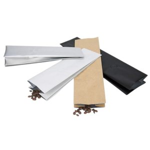 Coffee Pouch Bags Copy: Side Seal Coffee Pouch Brown-Valve Top Heat Sealable  - Material Specs: KRAFT Paper + VMPET + PE