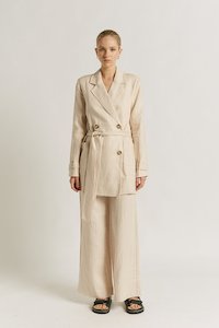 Jackets Coats: Fleur Linen Tie Blazer