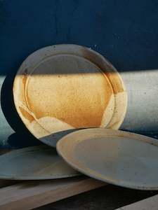 Uneven shallow Natural Speckle plate - Plate - III - Rubber tree ash glazed plate