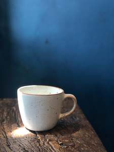 Drinkware: Tea Cup With Handle, White, Speckled, Rough, Handmade