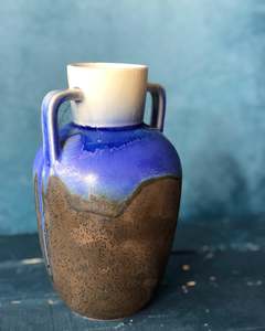 Vase: Cobalt, Stoneware Ceramic Pitcher, Lead-Free Glaze, Handmade