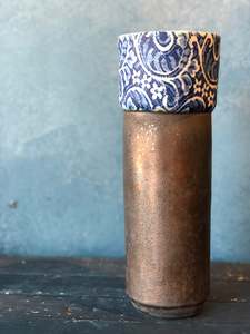 Tall Rustic, Deep Blue, Pattern, Handmade