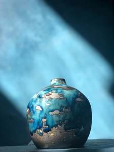 Blue Textured Vase - Special Technique Glaze