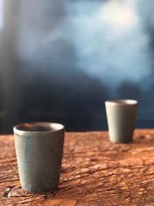 Small Storage Ceramic, Dark Teal/Brown, Textured, Handmade