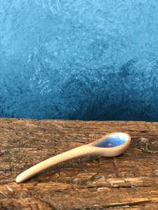 Utensil: Rough Handle Spoons, Shiny Cracks Blue Design, Handmade