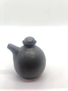 Sales: Tiny Circular Jug with Lid, Smooth Matte Charcoal Colour, Slightly Shimmery, Handmade