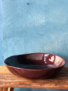 Large Bowl: Uneven Burgundy, Handmade Pottery
