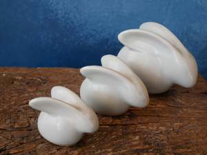 Decoration: Rabbits white Ivory glazed ceramics, handmade