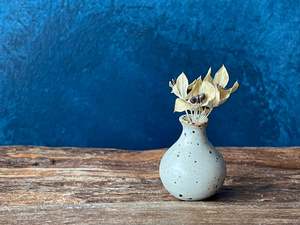 Hand-thrown Tiny Bud Vase / white speckled - S16
