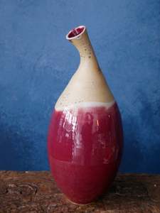 Copper Red: Copper Red Bent Neck Vase - I