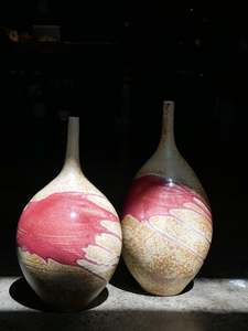 Long neck - Copper Red Splash Vase - IX