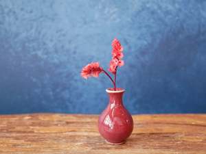 Hand-thrown Tiny Bud Vase / copper red/oxblood glazed - R25
