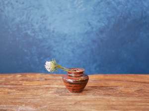 Hand-thrown Tiny Bud Vase / shino orange glazed - O1