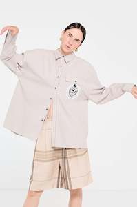 SHIRT: Health Club Stripe Shirt - Beige/White