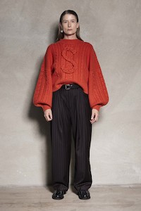 Sale: Cable S Jumper - Red fire chunky wool knit jumper