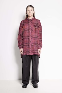 Sale: Compass Rose Shirt - Unisex button up shirt in pink check print