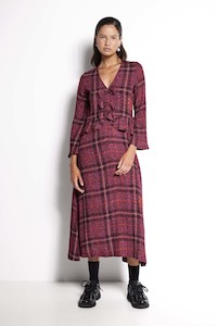 Bow Tie Dress - Full length V-neck flute sleeve dress