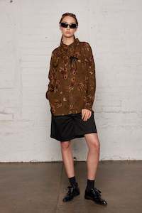 Sale: DREAMERS SHIRT UNISEX - COCOA ROSETTE SILK