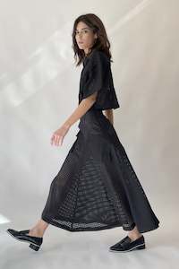 Ss2022 Earth Rising: ASTRA SKIRT - BLACK GRID LACE