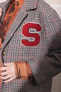 Aw2022 Neon Desert: UFO WOOL COAT - GREY RED CHECK