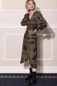 HEARTS ON FIRE WRAP DRESS -  CHOCOLATE PRINT