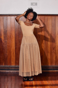 ISLAND TULLE SKIRT - BEIGE