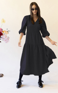 Aw23 The Arrangements: HEAVY HEARTS WRAP DRESS - BLACK