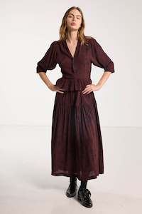 Aw2025 Significant Other: Amour Dress - Plum Wood Print