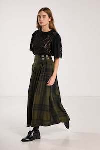 Romeo Skirt - Forest Green Check Linen