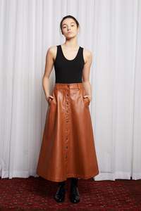 COLD TOWN SKIRT - TAN LEATHERETTE